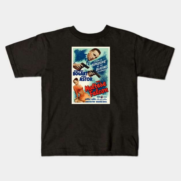 The Maltese Falcon Movie Poster (Explosive Version) Kids T-Shirt by Noir-N-More